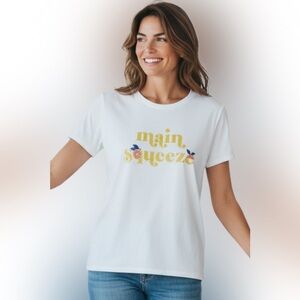 kate spade White Tee with Yellow and Blue Print